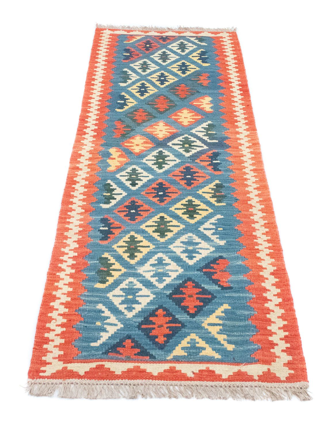 Tapis de couloir Tapis Kelim - Oriental - 198 x 64 cm - bleu