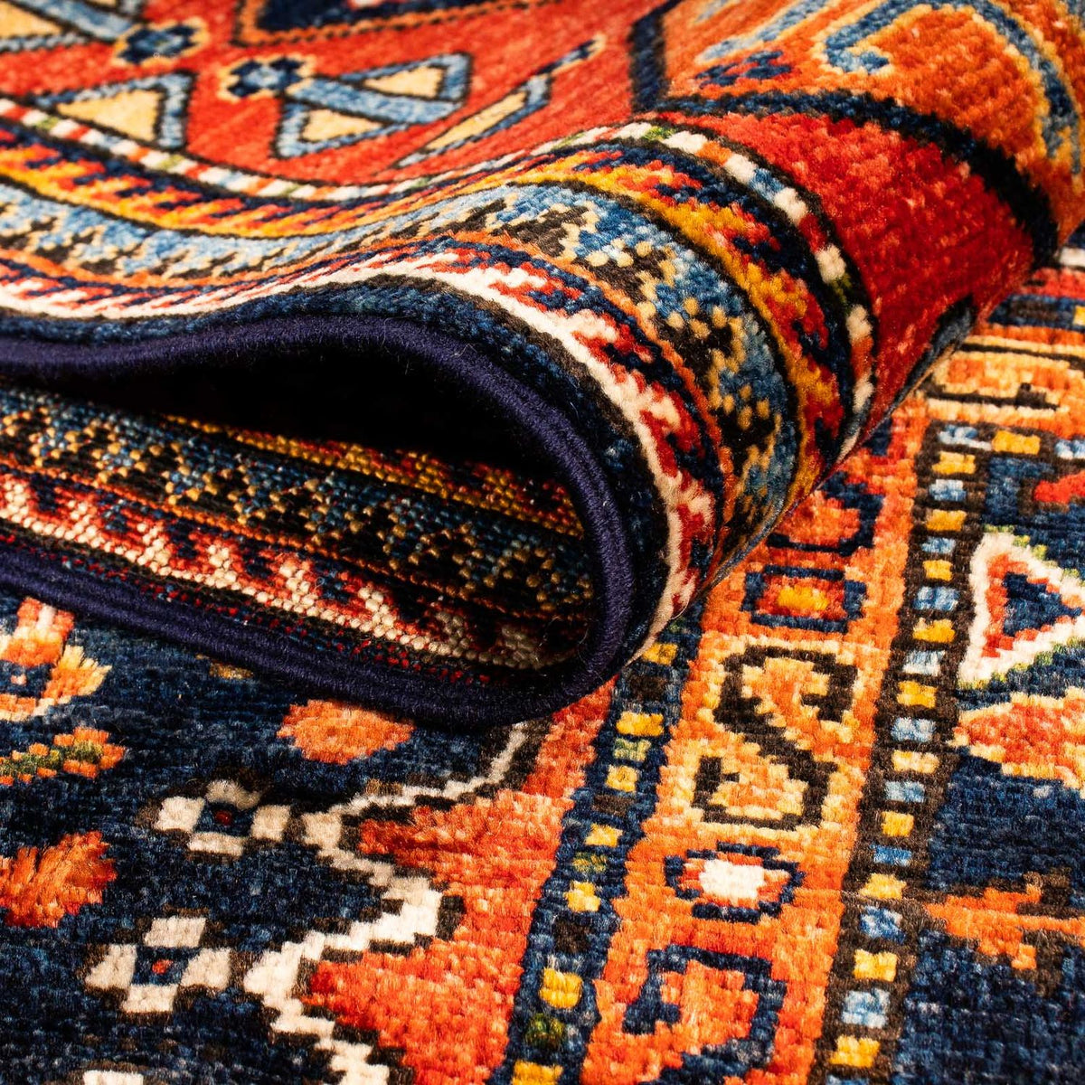 Tapis afghan - 244 x 170 cm - bleu foncé