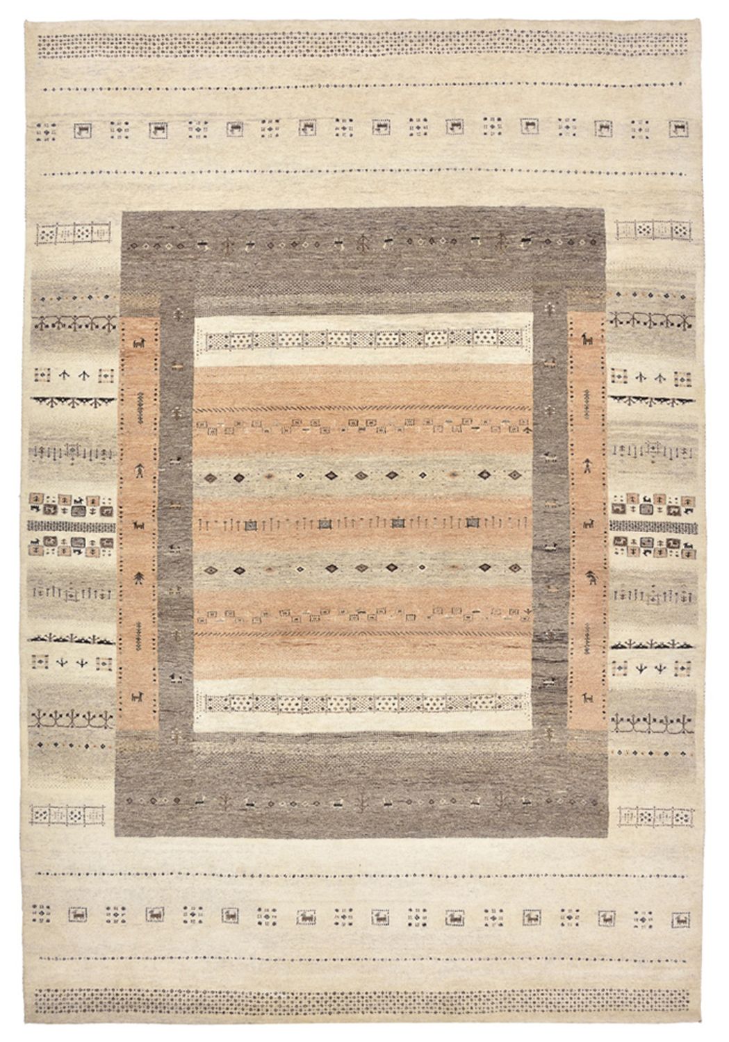 Tapis Gabbeh - Loribaft Indus - 299 x 205 cm - beige foncé