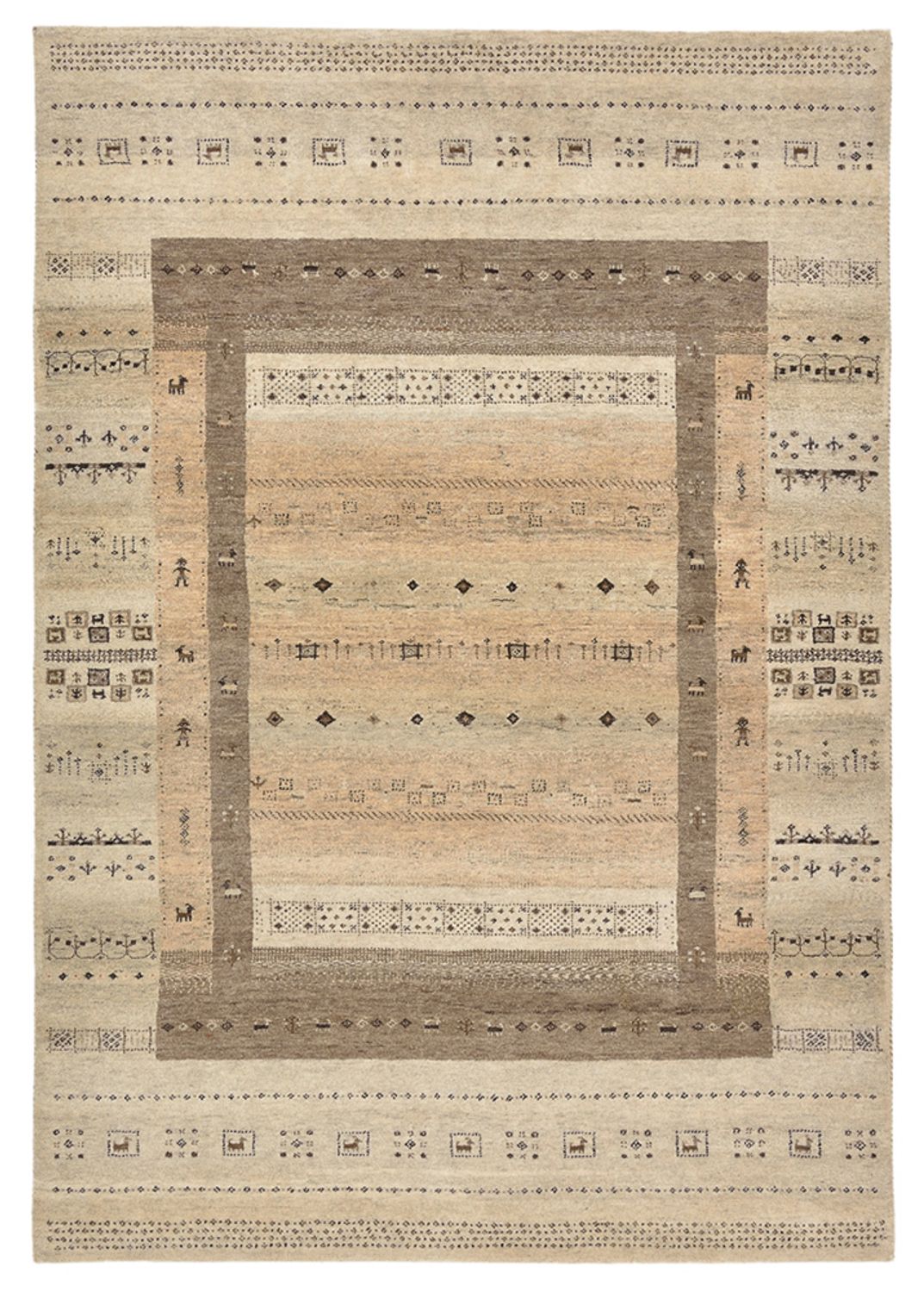 Tapis Gabbeh - Loribaft Indus - 203 x 146 cm - beige foncé