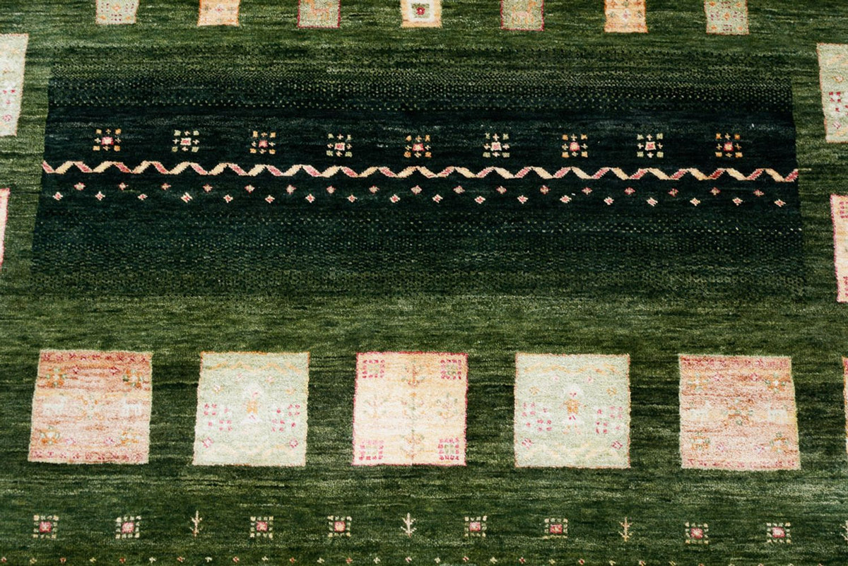 Tapis Gabbeh - Loribaft Indus - 245 x 178 cm - vert