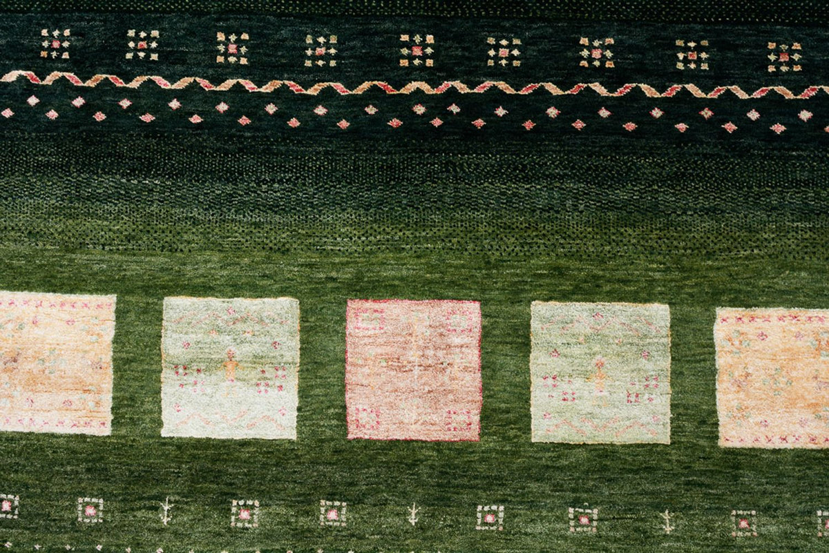 Tapis Gabbeh - Loribaft Indus - 308 x 205 cm - vert