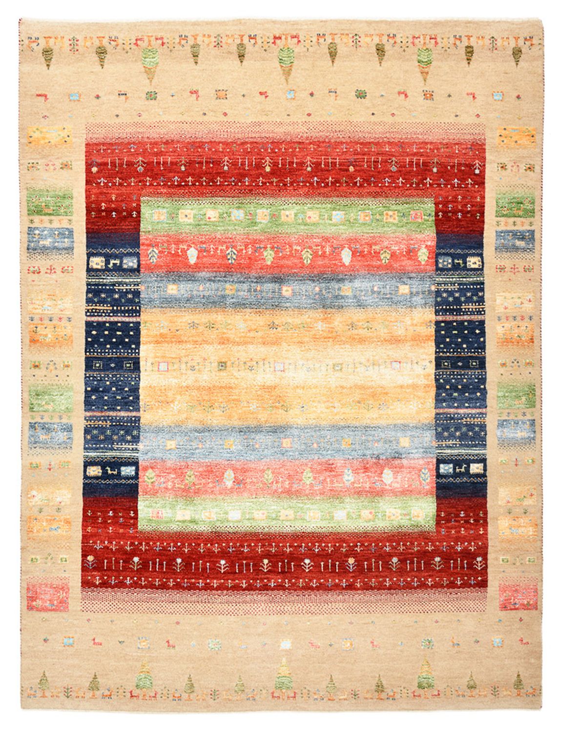 Tapis Gabbeh - Loribaft Indus - 207 x 156 cm - multicolore