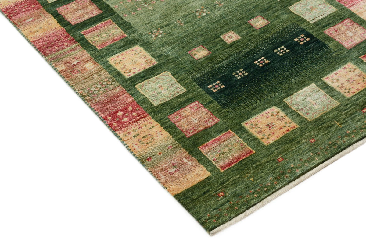 Tapis de couloir Tapis Gabbeh - Loribaft Indus - 296 x 82 cm - vert