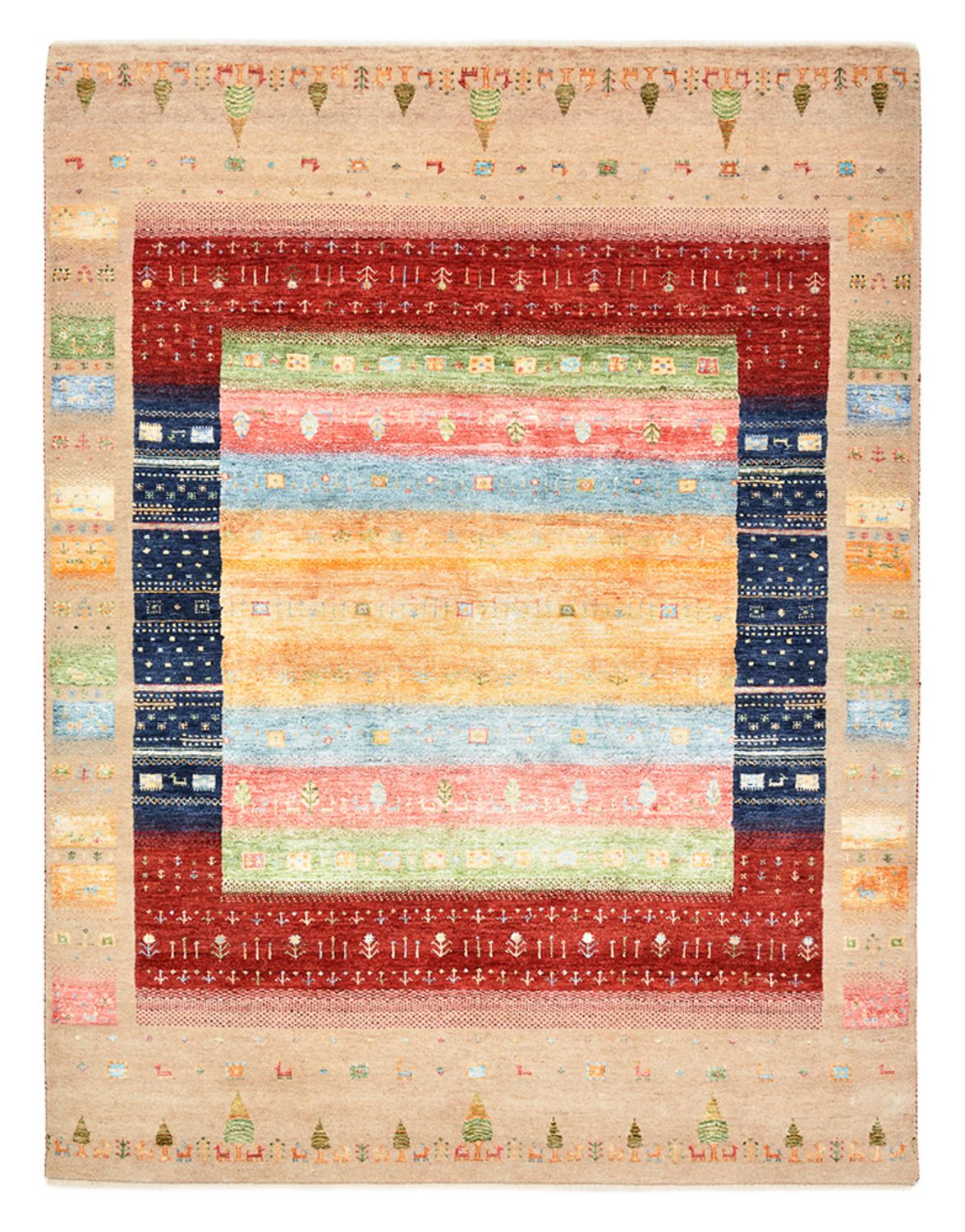 Tapis Gabbeh - Loribaft Indus - 198 x 154 cm - multicolore