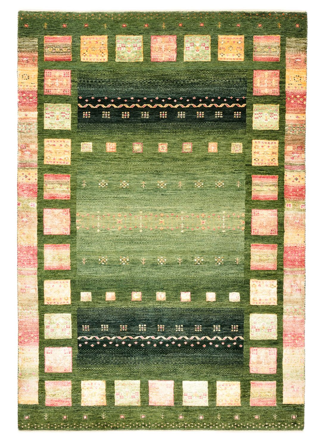 Tapis Gabbeh - Loribaft Indus - 183 x 127 cm - vert
