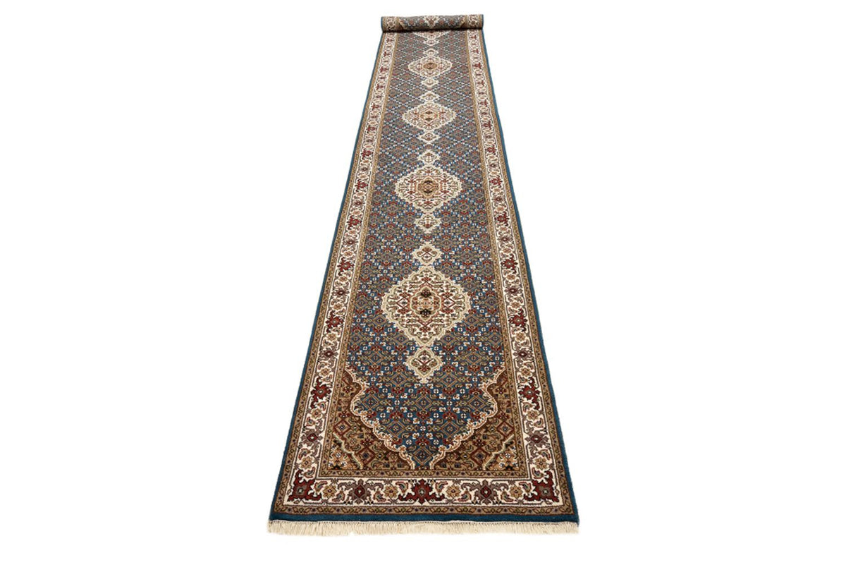Tapis de couloir Tapis oriental - Tabriz - 454 x 79 cm - bleu foncé