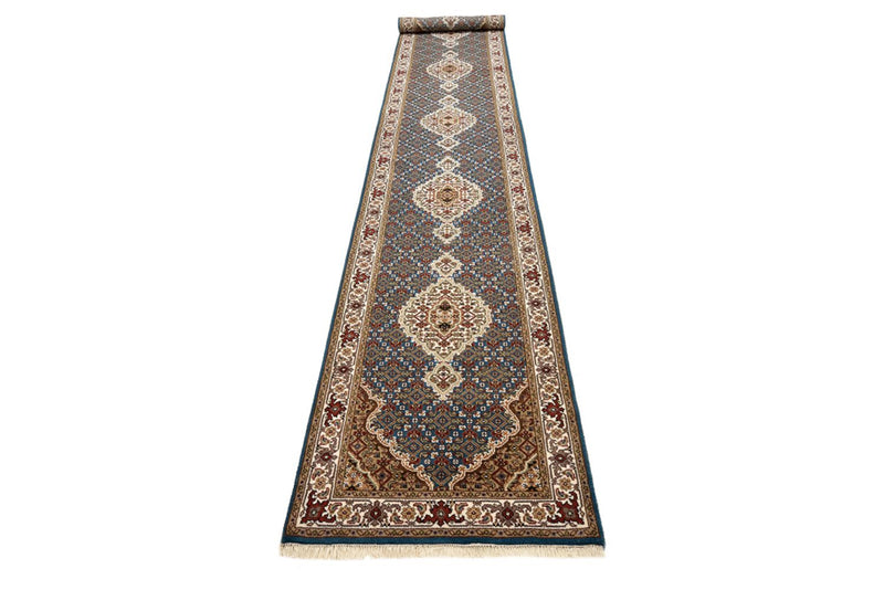 Tapis de couloir Tapis oriental - Tabriz - 454 x 79 cm - bleu foncé