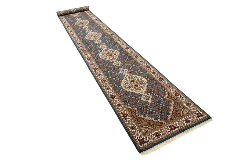 Tapis de couloir Tapis oriental - Tabriz - 454 x 79 cm - bleu foncé