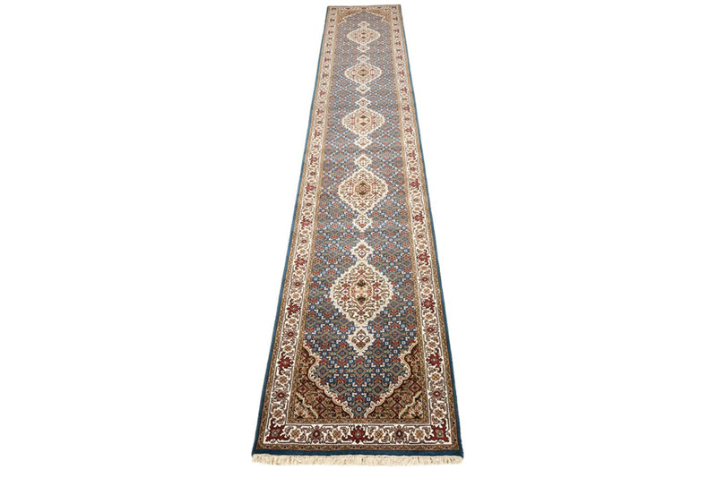 Tapis de couloir Tapis oriental - Tabriz - 454 x 79 cm - bleu foncé