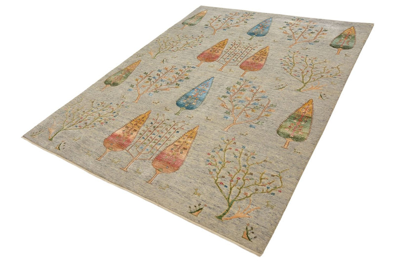 Tapis Gabbeh - Loribaft Indus - 241 x 173 cm - gris clair