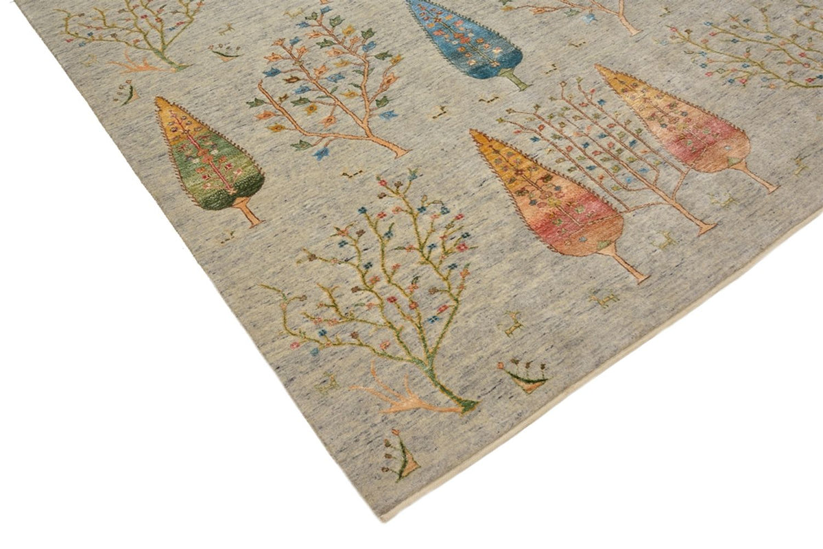 Tapis Gabbeh - Loribaft Indus - 241 x 173 cm - gris clair