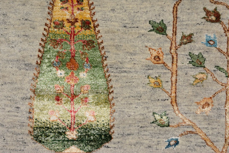 Tapis Gabbeh - Loribaft Indus - 241 x 173 cm - gris clair