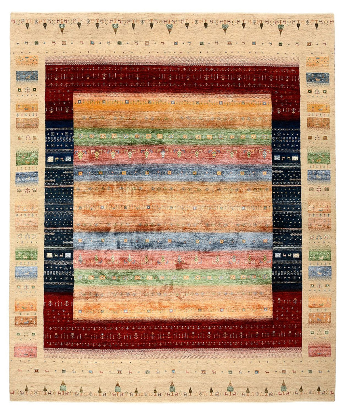 Tapis Gabbeh - Loribaft Indus - 300 x 251 cm - multicolore