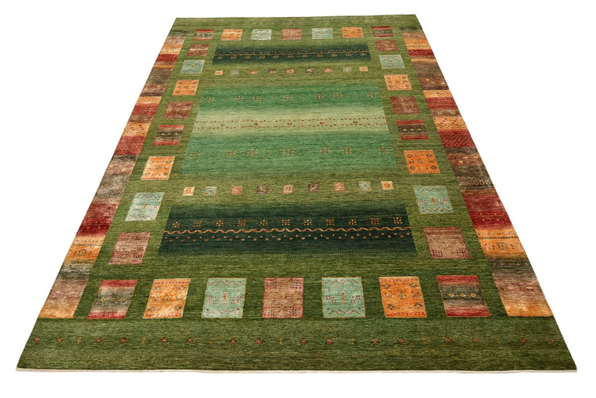 Tapis Gabbeh - Loribaft Indus - 303 x 250 cm - vert