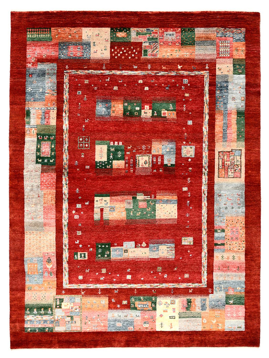 Tapis Gabbeh - Loribaft Indus - 239 x 177 cm - rouge