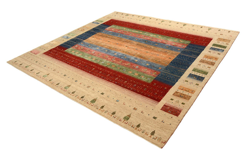 Tapis Gabbeh - Loribaft Indus carré  - 253 x 246 cm - multicolore