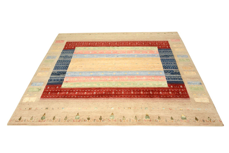 Tapis Gabbeh - Loribaft Indus carré  - 253 x 246 cm - multicolore