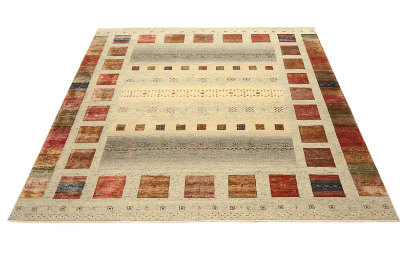 Tapis Gabbeh - Loribaft Indus carré  - 254 x 251 cm - beige clair