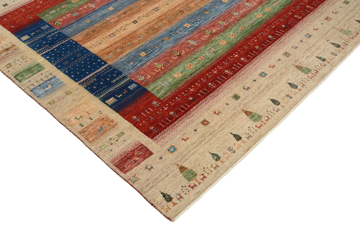 Tapis Gabbeh - Loribaft Indus carré  - 203 x 203 cm - multicolore