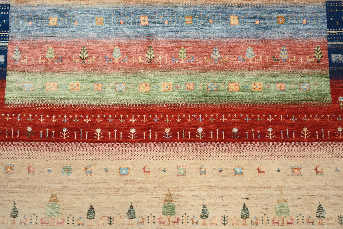 Tapis Gabbeh - Loribaft Indus carré  - 203 x 203 cm - multicolore