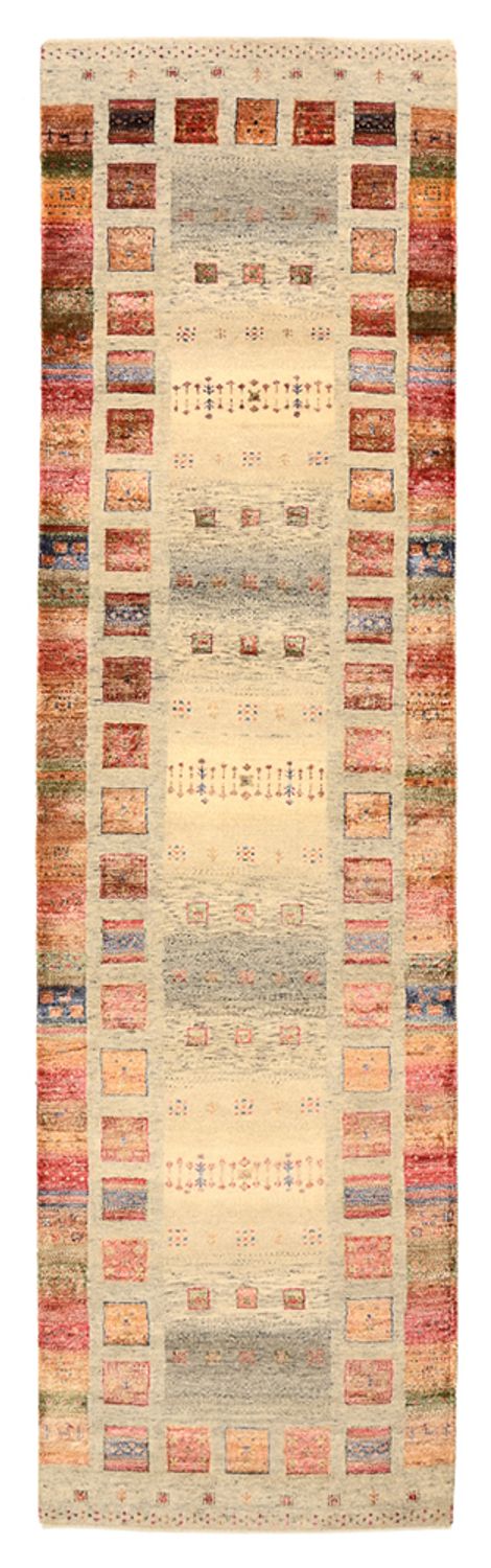 Tapis de couloir Tapis Gabbeh - Loribaft Indus - 306 x 84 cm - beige foncé