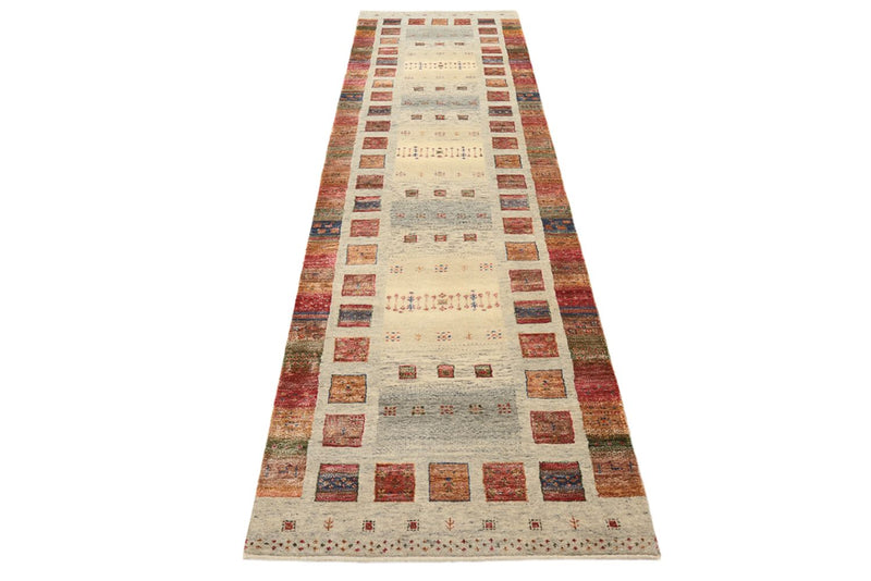 Tapis de couloir Tapis Gabbeh - Loribaft Indus - 306 x 84 cm - beige foncé