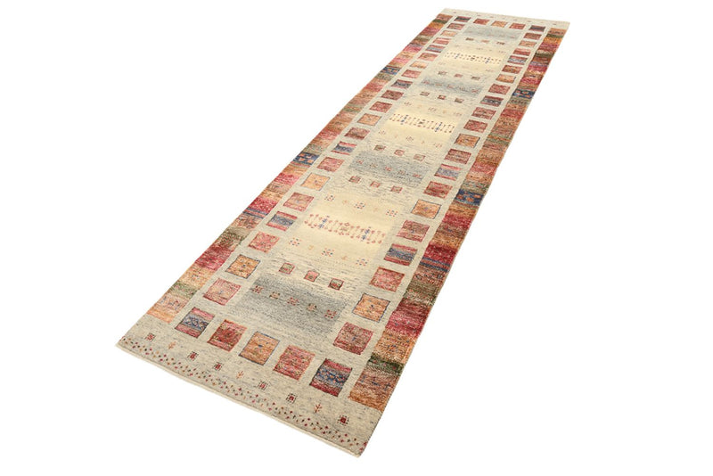 Tapis de couloir Tapis Gabbeh - Loribaft Indus - 306 x 84 cm - beige foncé