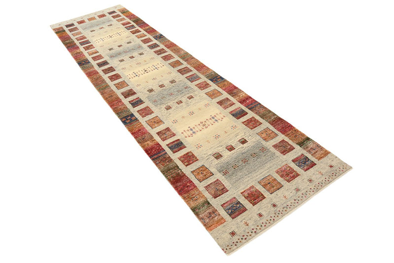 Tapis de couloir Tapis Gabbeh - Loribaft Indus - 306 x 84 cm - beige foncé