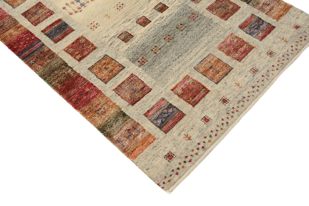 Tapis de couloir Tapis Gabbeh - Loribaft Indus - 306 x 84 cm - beige foncé