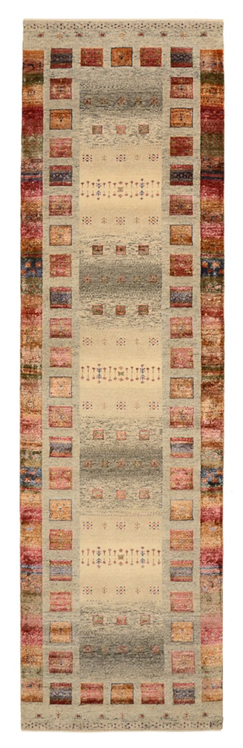 Tapis de couloir Tapis Gabbeh - Loribaft Indus - 306 x 85 cm - beige foncé