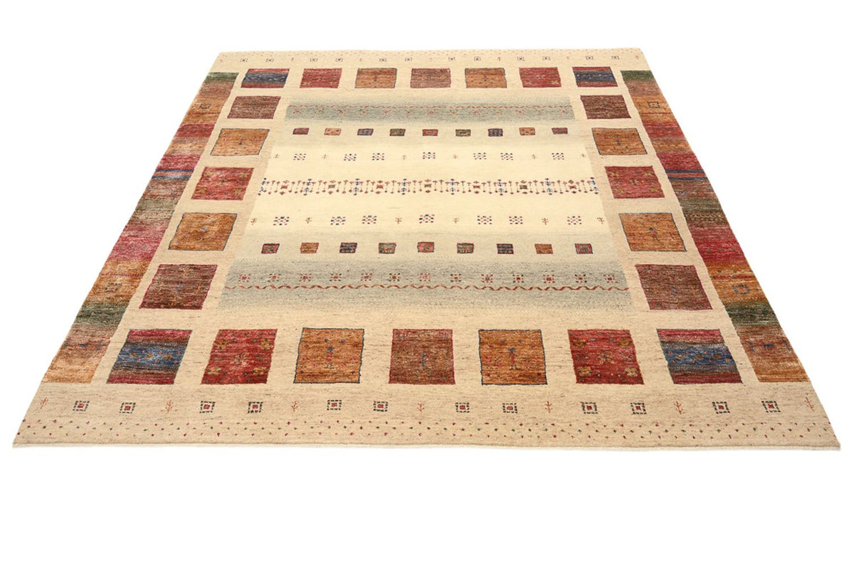 Tapis Gabbeh - Loribaft Indus carré  - 206 x 204 cm - beige foncé