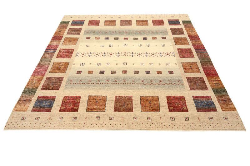 Tapis Gabbeh - Loribaft Indus carré  - 206 x 204 cm - beige foncé