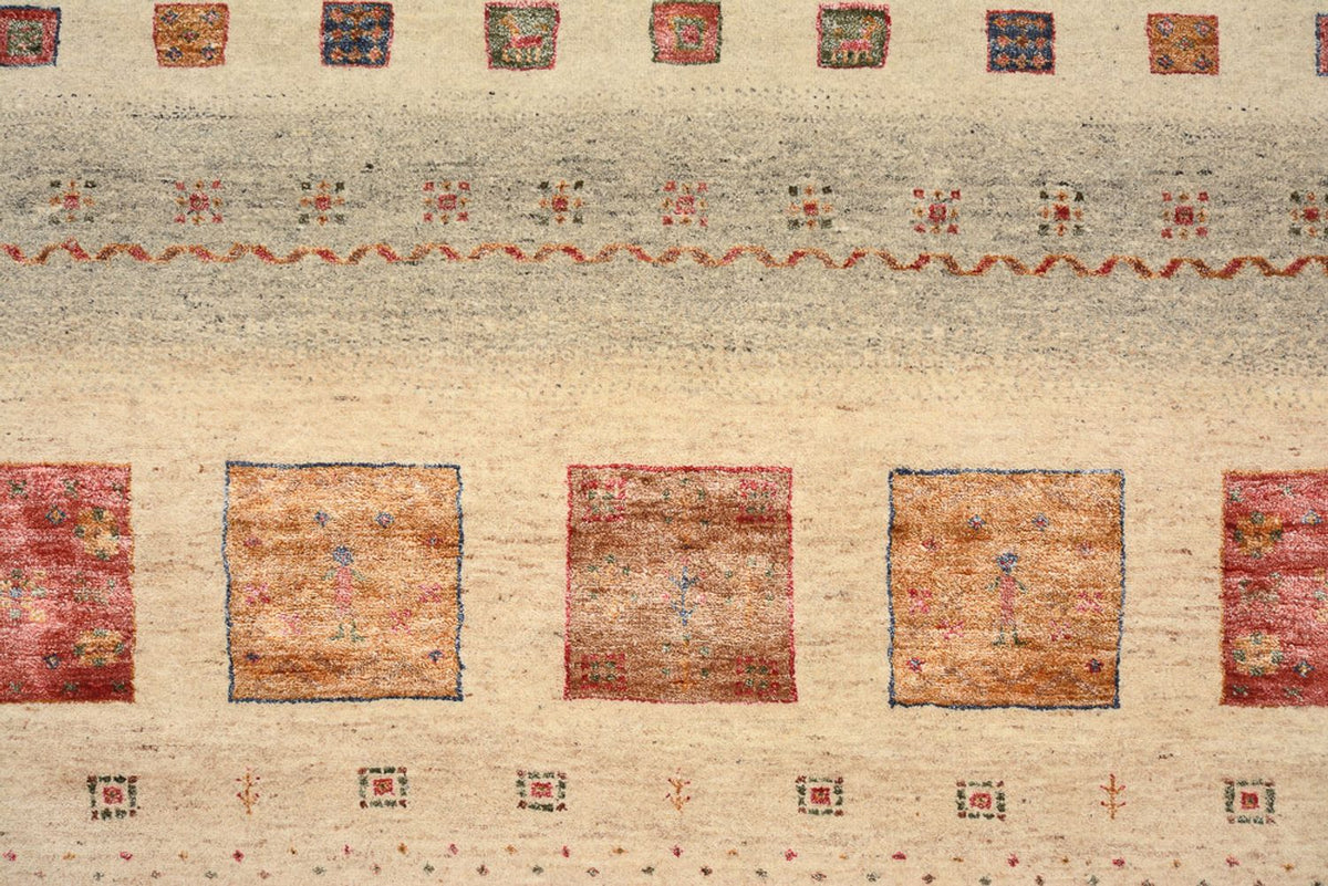 Tapis Gabbeh - Loribaft Indus carré  - 206 x 204 cm - beige foncé