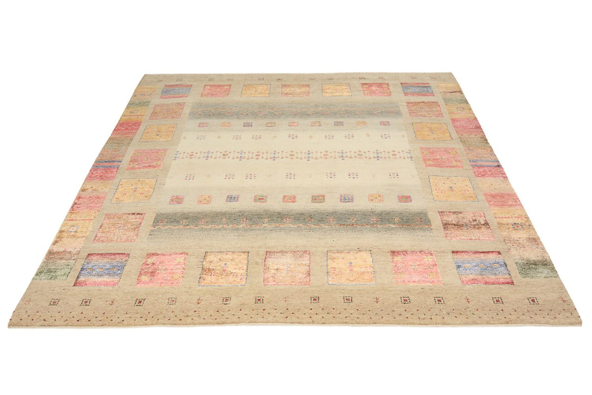 Tapis Gabbeh - Loribaft Indus carré  - 206 x 204 cm - beige foncé