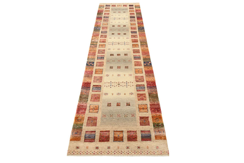 Tapis de couloir Tapis Gabbeh - Loribaft Indus - 305 x 81 cm - beige foncé