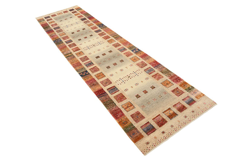 Tapis de couloir Tapis Gabbeh - Loribaft Indus - 305 x 81 cm - beige foncé