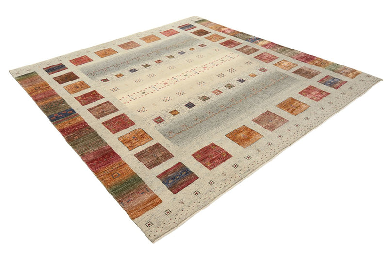 Tapis Gabbeh - Loribaft Indus carré  - 249 x 248 cm - beige foncé
