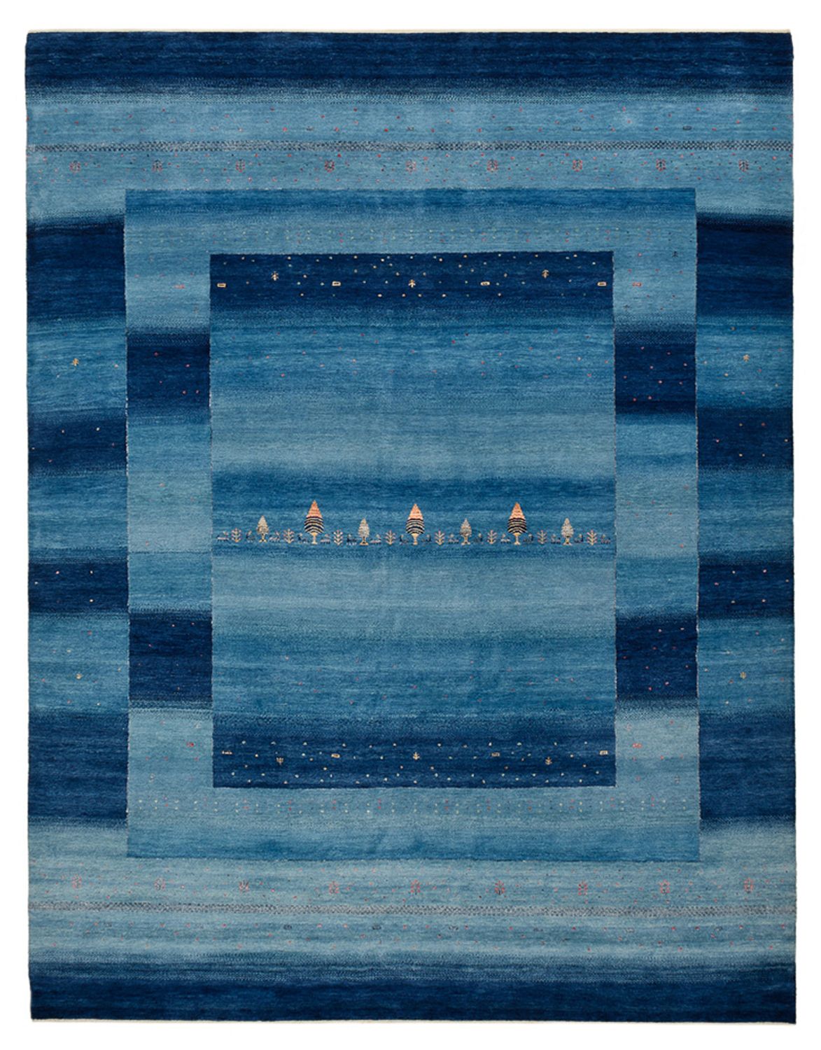 Tapis Gabbeh - Loribaft Indus - 329 x 253 cm - bleu de mer