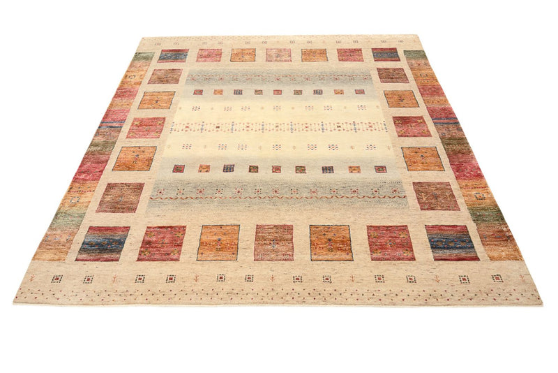 Tapis Gabbeh - Loribaft Indus carré  - 204 x 202 cm - beige clair