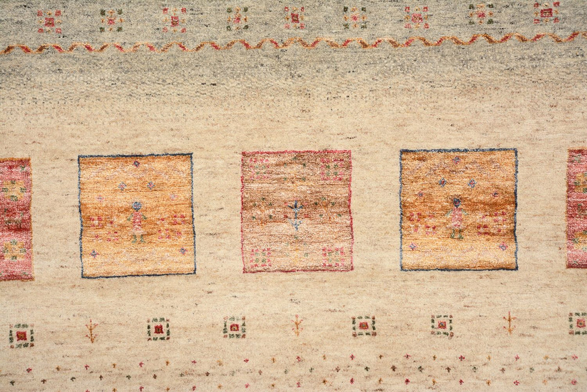 Tapis Gabbeh - Loribaft Indus carré  - 204 x 202 cm - beige clair