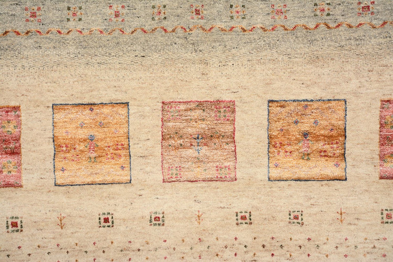 Tapis Gabbeh - Loribaft Indus carré  - 204 x 202 cm - beige clair