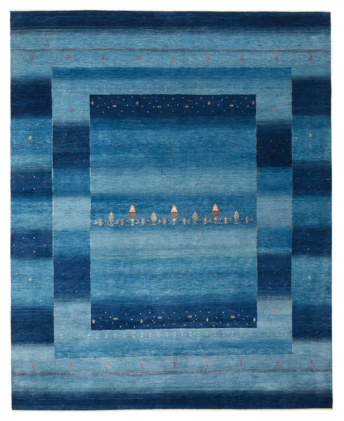 Tapis Gabbeh - Loribaft Indus - 303 x 241 cm - bleu de mer