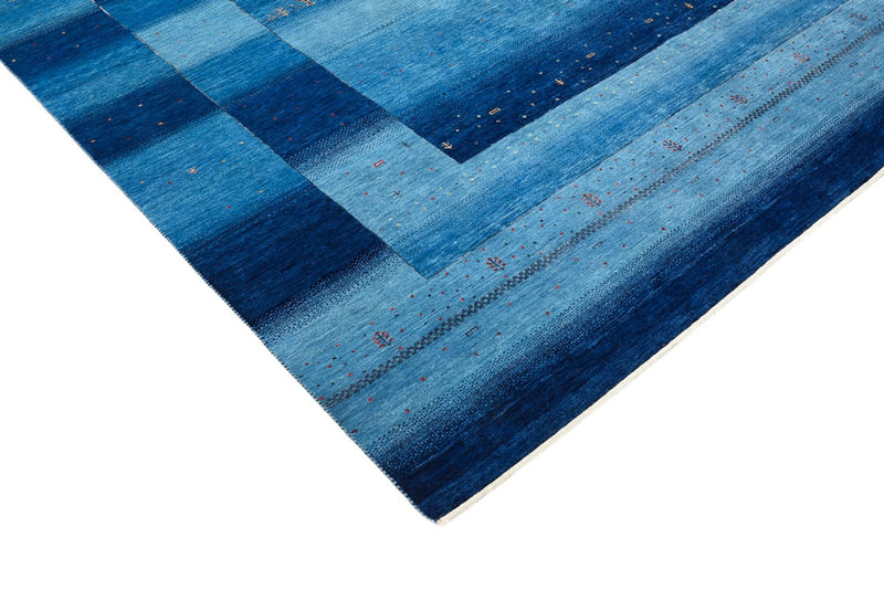 Tapis Gabbeh - Loribaft Indus - 303 x 241 cm - bleu de mer