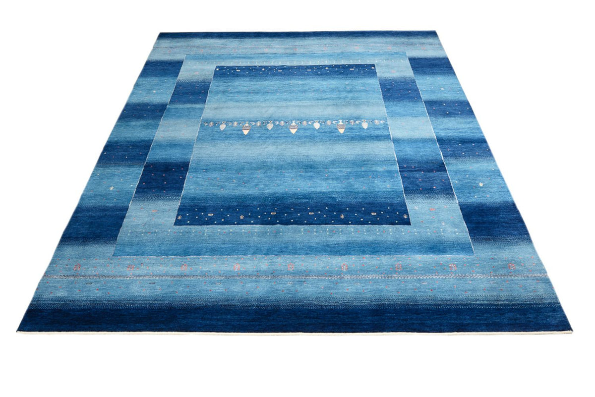 Tapis Gabbeh - Loribaft Indus - 303 x 241 cm - bleu de mer