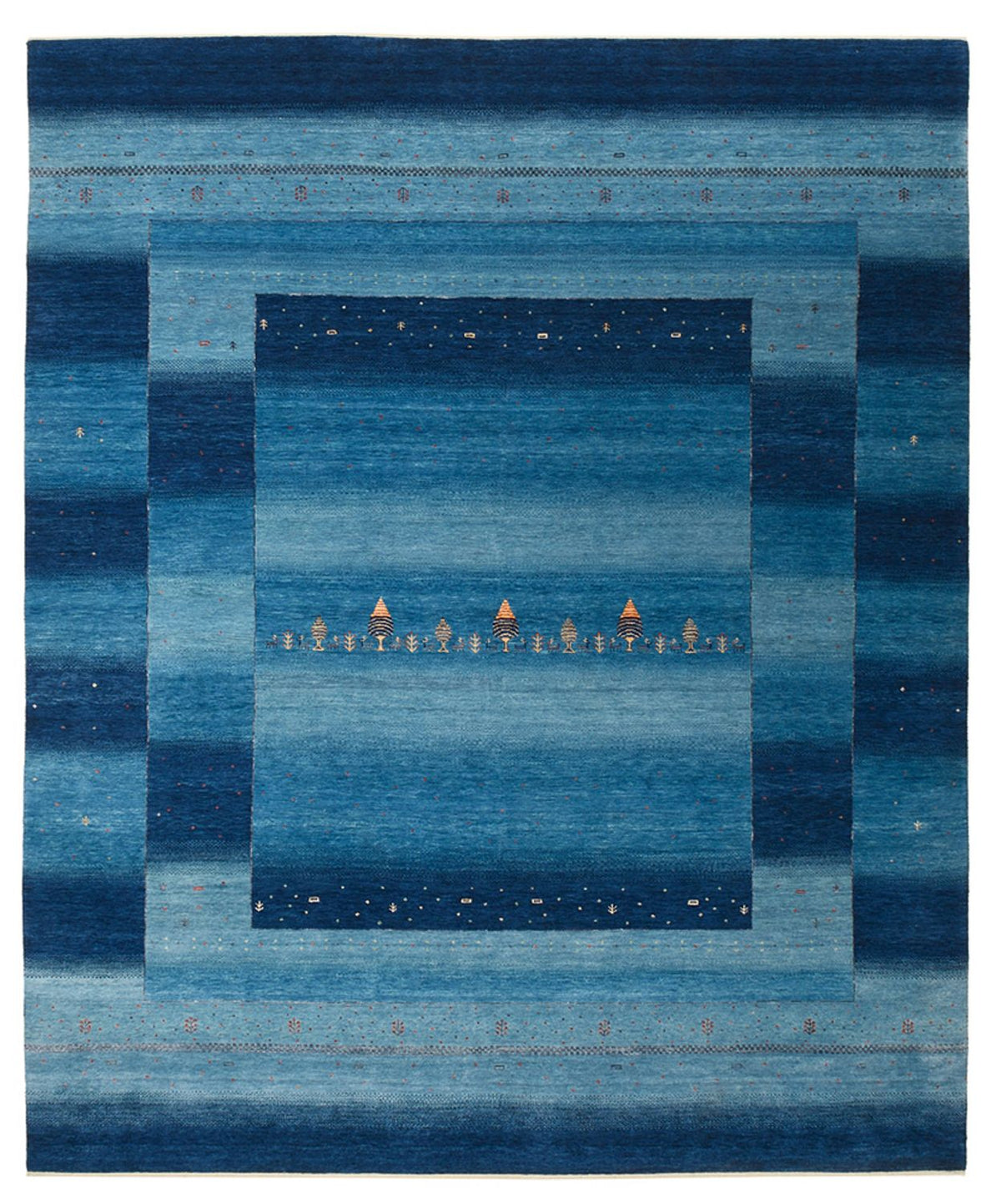 Tapis Gabbeh - Loribaft Indus - 299 x 250 cm - bleu de mer