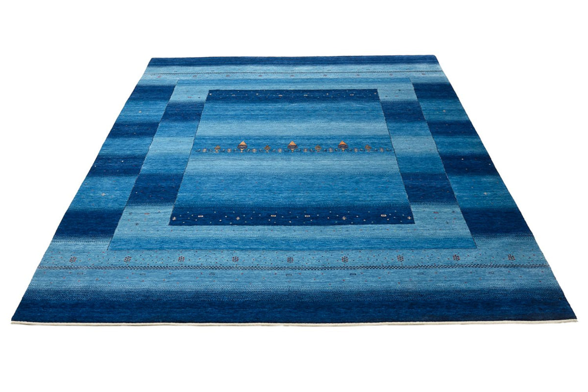 Tapis Gabbeh - Loribaft Indus - 299 x 250 cm - bleu de mer