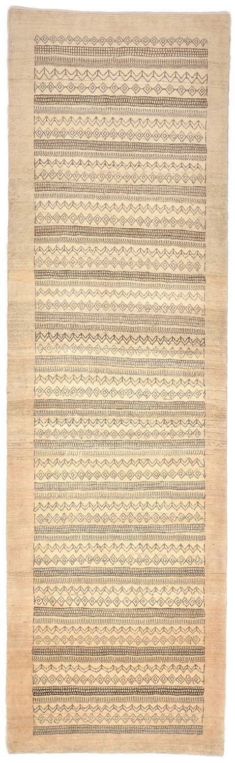 Tapis de couloir Tapis Gabbeh - Loribaft Persan - 297 x 85 cm - sable