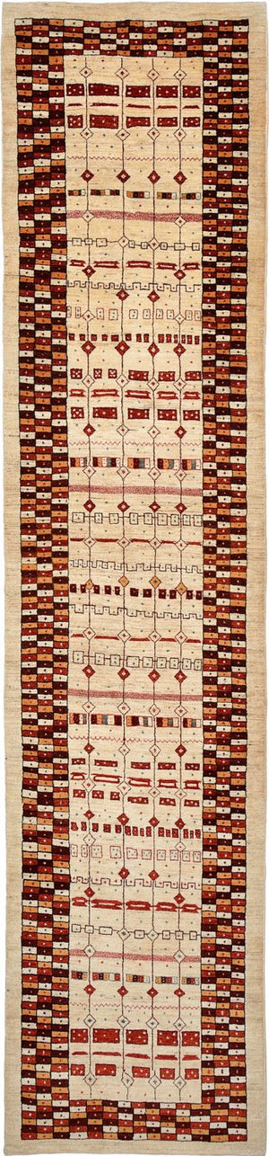 Tapis de couloir Tapis Gabbeh - Loribaft Persan - 391 x 88 cm - multicolore