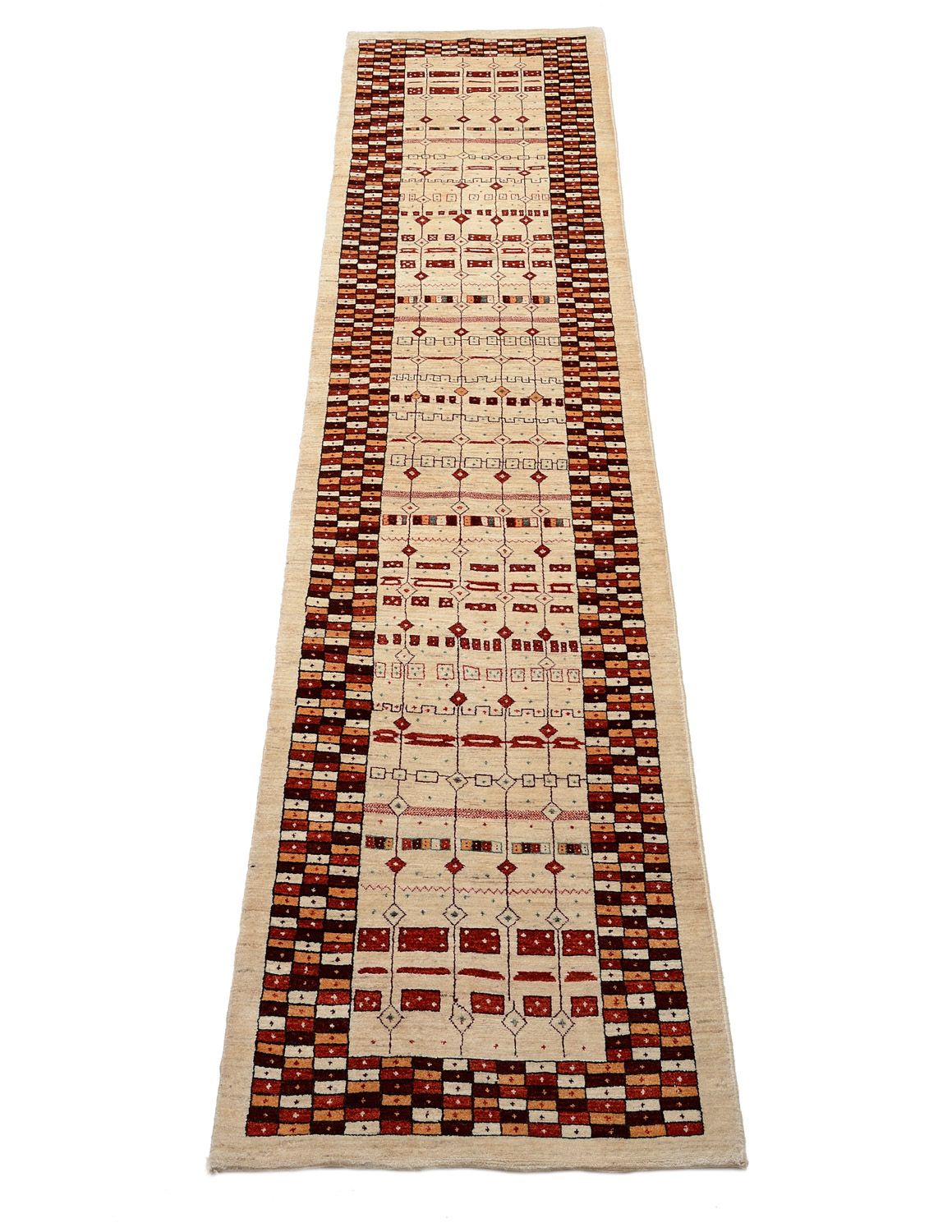 Tapis de couloir Tapis Gabbeh - Loribaft Persan - 391 x 88 cm - multicolore